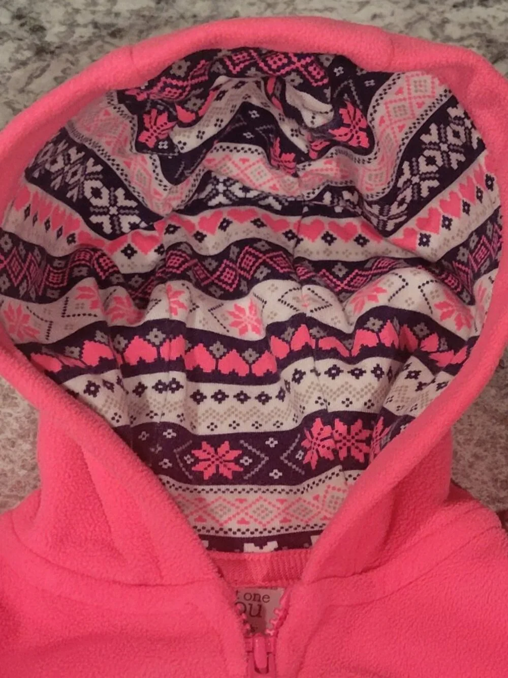 Carter's Just One You NB 2 Pc Bear Hoodie Leggings Set Pink Fair Isle Baby Girl